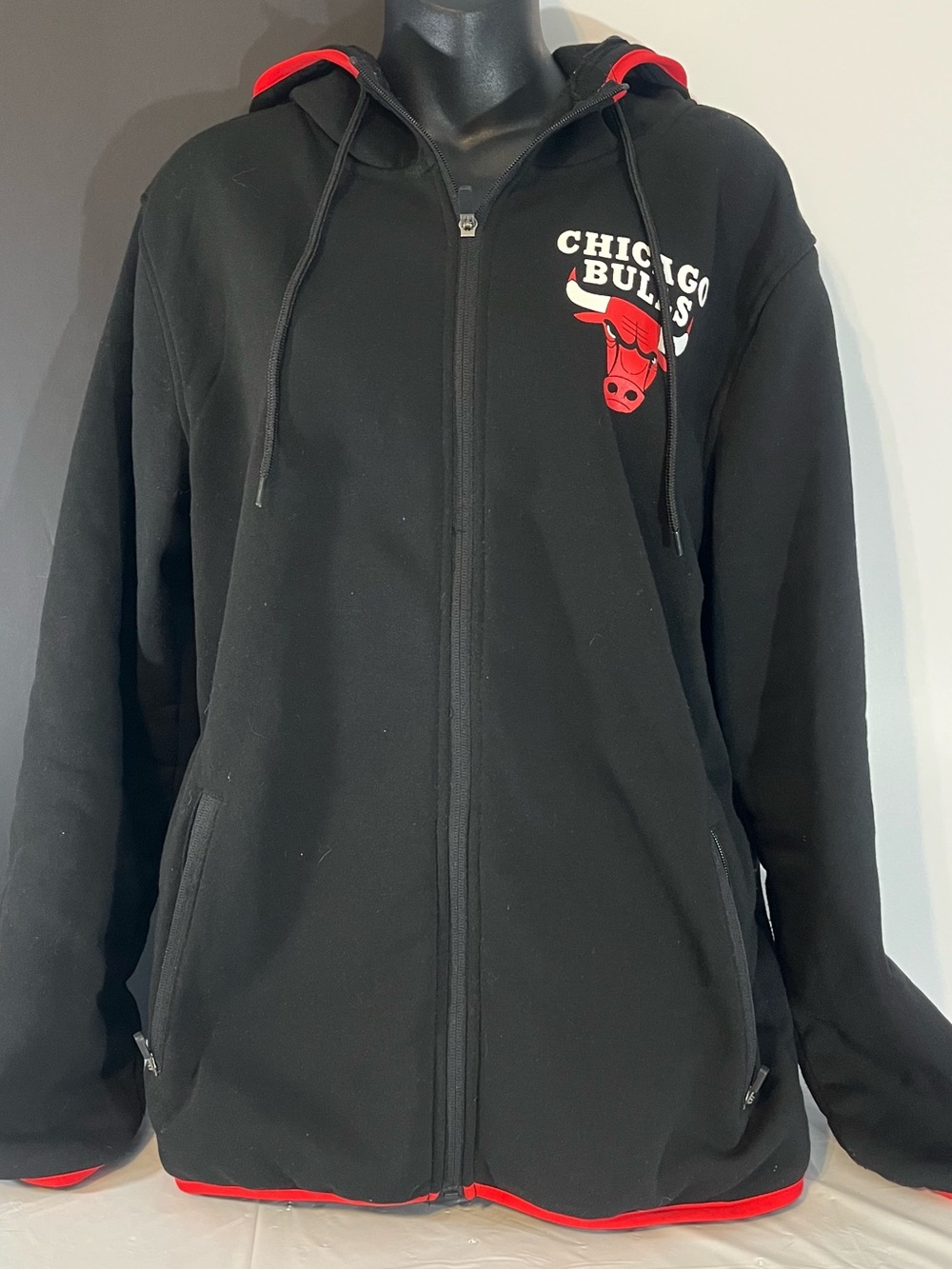 NBA Black Hoodie with Red Trim and Logo